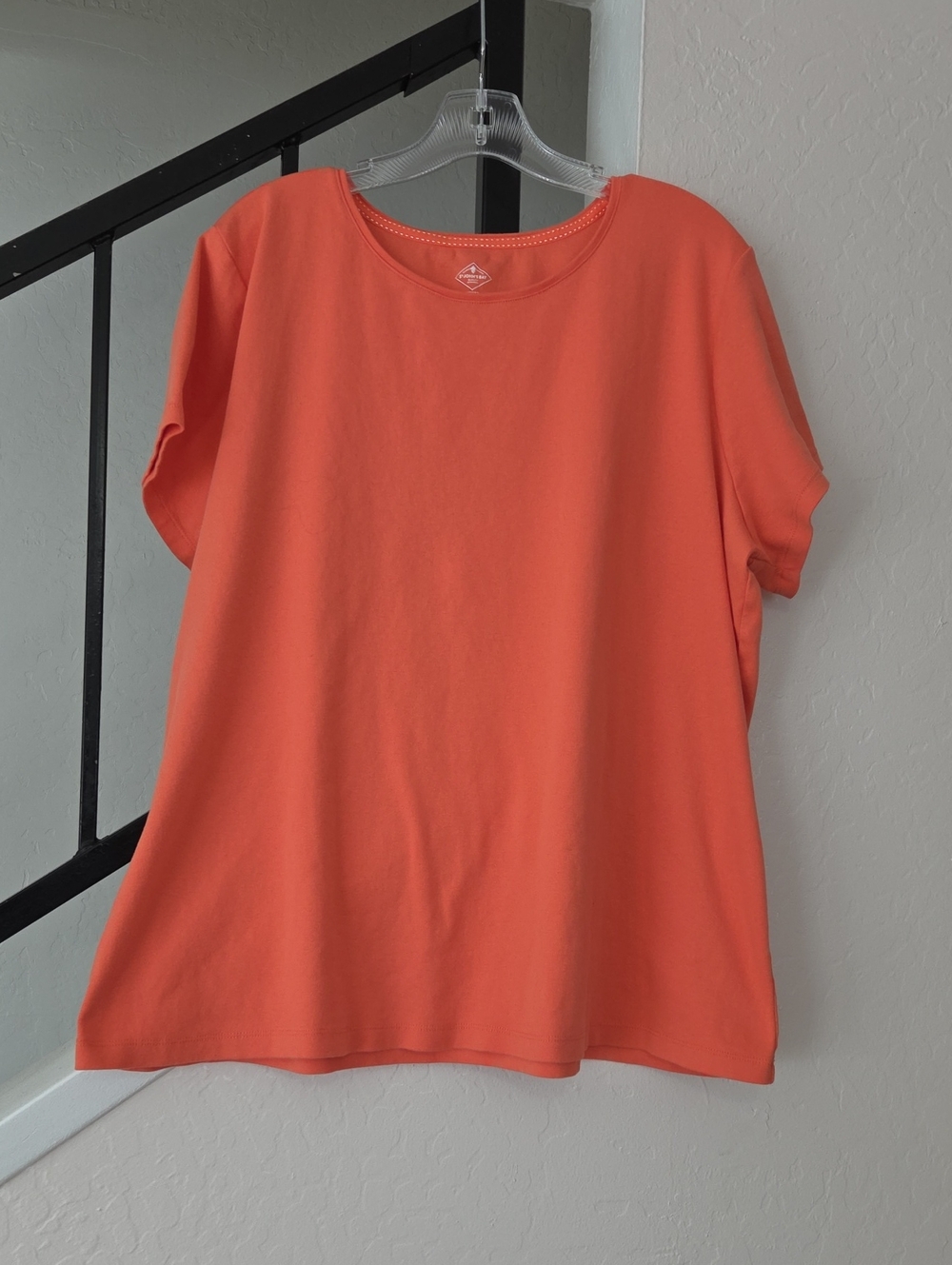 St John's Bay Womens Essential Tee - Coral Size 3X